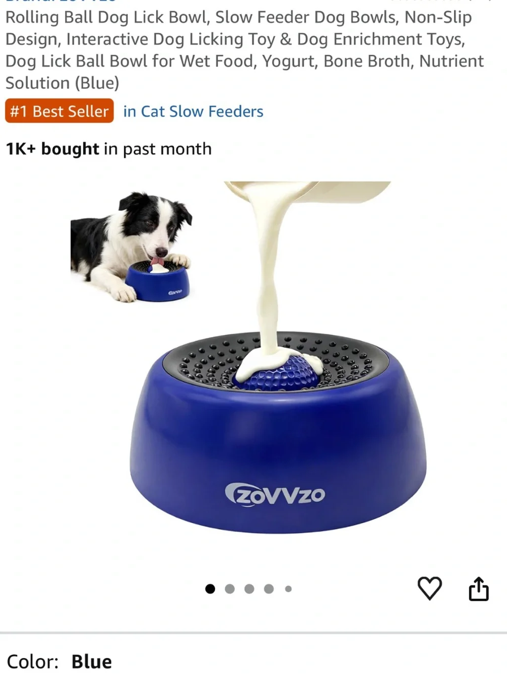 Blue Slow Feeder Dog Lick Bowl - Interactive Licking & Enrichment Toy